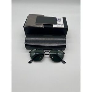 Persol PO2446S Hexagonal Sunglasses Black Metal Green Lens Italian Eyewear Box